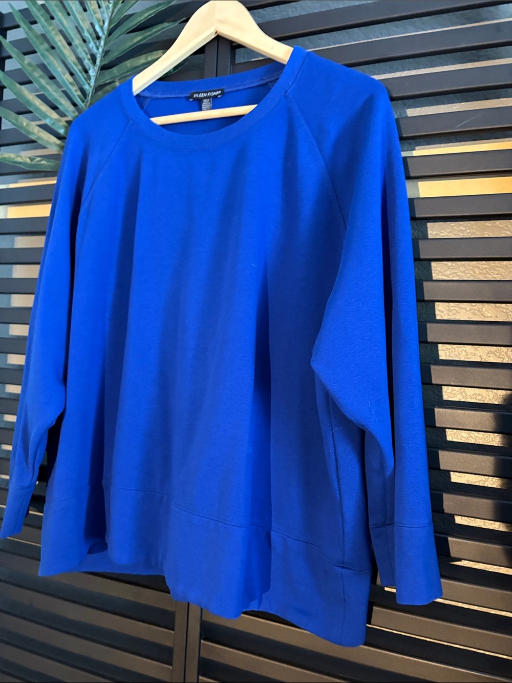 Eileen Fisher Vibrant Royal Blue Relaxed Crewneck Sweatshirt